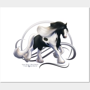 Black Tobiano Gypsy Vanner Horse Posters and Art